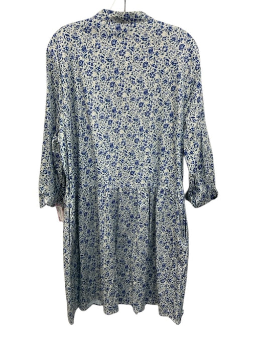 Tuckernuck Size XXL Blue & White Polyester Blend Floral Button Down Dress Blue & White / XXL