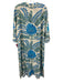 Tuckernuck Size XXL Beige, Blue, Green Polyester Satin Botanical Split Hem Dress Beige, Blue, Green / XXL