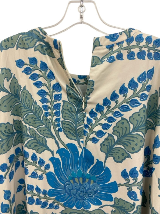Tuckernuck Size XXL Beige, Blue, Green Polyester Satin Botanical Split Hem Dress Beige, Blue, Green / XXL