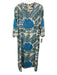 Tuckernuck Size XXL Beige, Blue, Green Polyester Satin Botanical Split Hem Dress Beige, Blue, Green / XXL