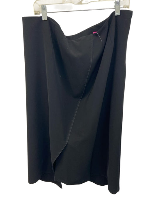 Lafayette 148 Size 16W Black Polyester Blend Blanket Stitch Back Zip Skirt Black / 16W
