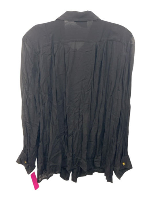 Tuckernuck Size XXL Black Viscose Semi Sheer Long Sleeve Button Down Top Black / XXL