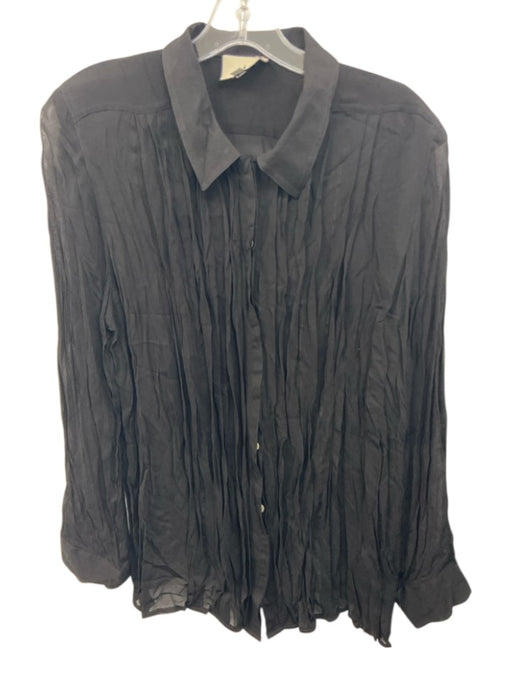 Tuckernuck Size XXL Black Viscose Semi Sheer Long Sleeve Button Down Top Black / XXL