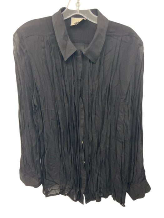 Tuckernuck Size XXL Black Viscose Semi Sheer Long Sleeve Button Down Top Black / XXL