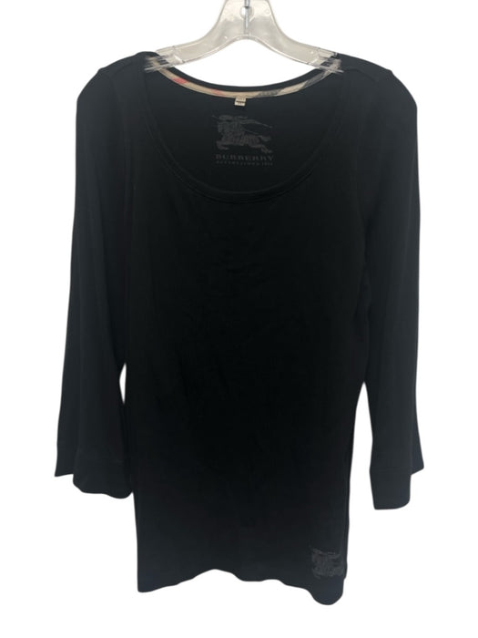 Burberry Size XL Black Cotton 3/4 Sleeve U Neck T Shirt Top Black / XL