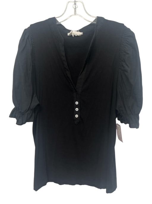 Pomander Place Size XXL Black Rayon Blend Ribbed Knit Fabric Block V Neck Top Black / XXL