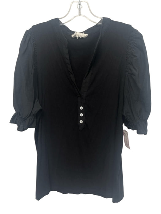 Pomander Place Size XXL Black Rayon Blend Ribbed Knit Fabric Block V Neck Top Black / XXL