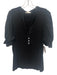 Pomander Place Size XXL Black Rayon Blend Ribbed Knit Fabric Block V Neck Top Black / XXL
