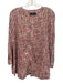 Pomander Place Size XXL White, Pink & Multi Cotton Floral 3/4 Sleeve 1/4 Zip Top White, Pink & Multi / XXL
