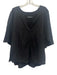 Pomander Place Size XXL Black Cotton 1/2 Sleeve V Neck Gathered Detail Top Black / XXL