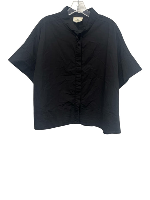 Tuckernuck Size XXL Black Cotton 1/2 Sleeve Button Up Standing Collar Shirt Top Black / XXL