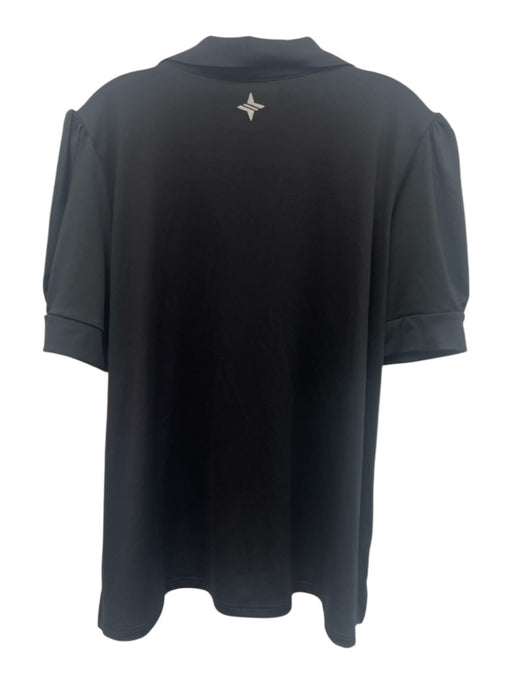 Tuckernuck Sport Size XXL Black Polyester Blend Short Puff Sleeve V Neck Top Black / XXL