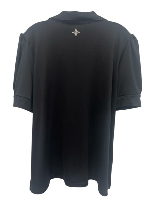 Tuckernuck Sport Size XXL Black Polyester Blend Short Puff Sleeve V Neck Top Black / XXL