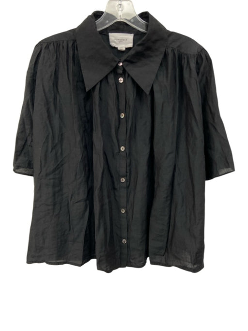 Pomander Place Size XXL Black Rayon Blend 1/2 Sleeve Semi Sheer Button Front Top Black / XXL