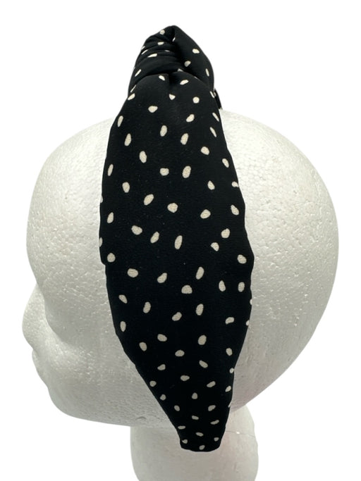 Lele Sadoughi Black & Cream White Silk Polka Dots Knot Headband Black & Cream White