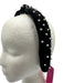 Lele Sadoughi Black & Cream White Pearl Embellishment Knot Velvet Headband Black & Cream White