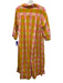 Quiet Culture Size xl/xxl Pink, Orange, Green Cotton 3/4 Sleeve Plaid Midi Dress Pink, Orange, Green / xl/xxl
