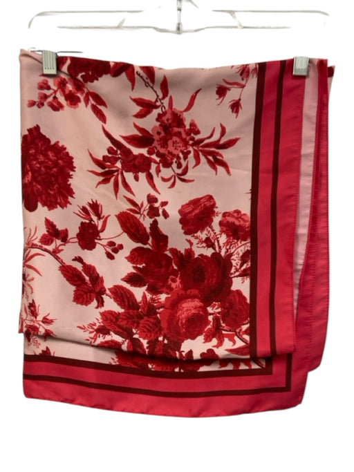 Tuckernuck Pink & Red Polyester Square Floral Print Stripe scarf Pink & Red / One Size