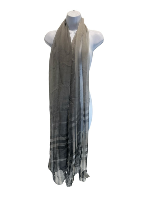 Burberry Gray & Beige Silk Rectangle Plaid Ombre scarf Gray & Beige / One Size
