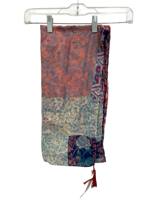 Johnny Was pink, yellow, blue Tassels Patchwork scarf Pink, Yellow, Blue / L