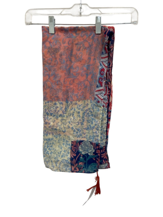 Johnny Was pink, yellow, blue Tassels Patchwork scarf Pink, Yellow, Blue / L