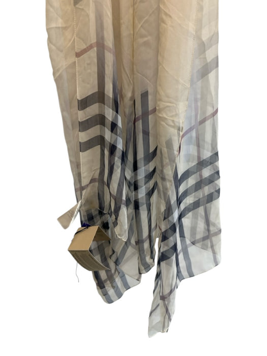 Burberry Cream, Gray, Red Silk Rectangle Plaid Ombre scarf Cream, Gray, Red / One Size