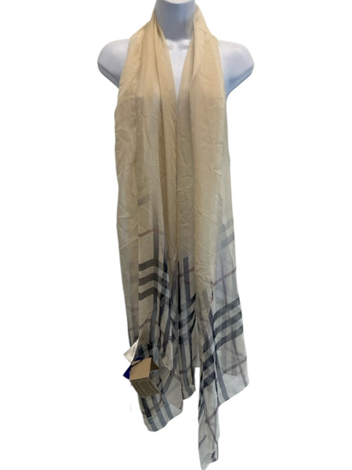 Burberry Cream, Gray, Red Silk Rectangle Plaid Ombre scarf Cream, Gray, Red / One Size