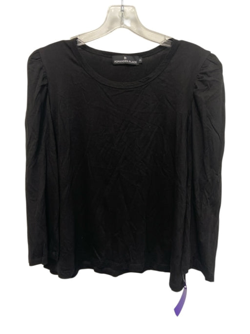 Pomander Place Size XXL Black Cotton 3/4 Puff Sleeve Round Neck T Shirt Top Black / XXL