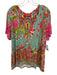 Johnny Was Size XXL Teal Green, Pink, Multi Bamboo & Spandex Short Sleeve Top Teal Green, Pink, Multi / XXL