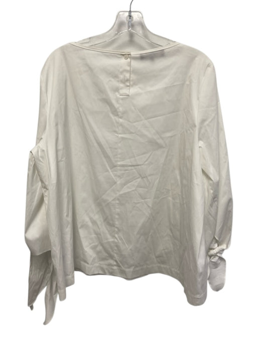 Lafayette 148 Size XL White Cotton & Polyamide 3/4 Sleeve Wide Neck Top White / XL