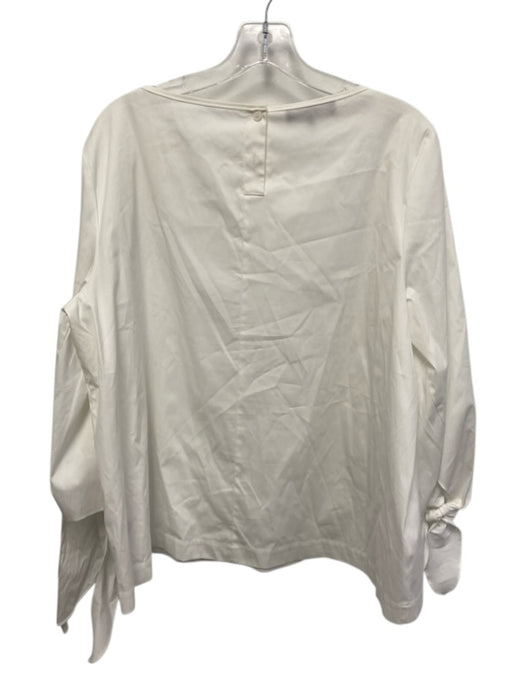 Lafayette 148 Size XL White Cotton & Polyamide 3/4 Sleeve Wide Neck Top White / XL