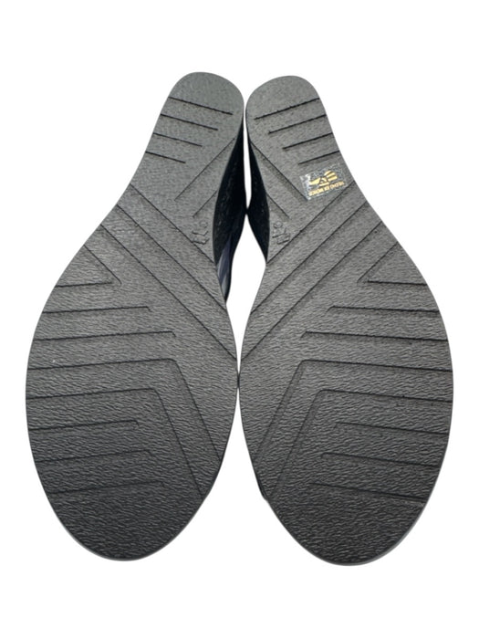 Charleston Shoe Co. Shoe Size 9 Black Canvas Elastic Ankle Strap Wedge Sandals Black / 9