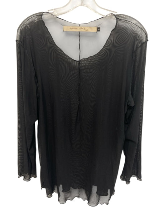 Cynthia Ashbury Size L Black Nylon & Lycra Long Sleeve Sheer Mesh Top Black / L