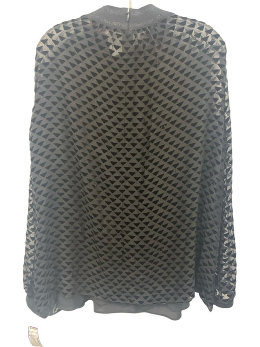 Tory Burch Size 16 Black Long Sleeve Triangle Velvet Sheer Top Black / 16