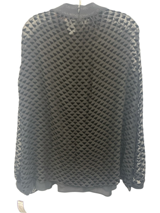 Tory Burch Size 16 Black Long Sleeve Triangle Velvet Sheer Top Black / 16