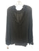 Tory Burch Size 16 Black Long Sleeve Triangle Velvet Sheer Top Black / 16