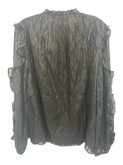 Lilly Pulitzer Size XL Black Silk Blend Long puff sleeve Animal Print Top Black / XL