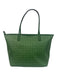 Tory Burch Green Coated Canvas Logo Lattice Open Top Tote Bag Green