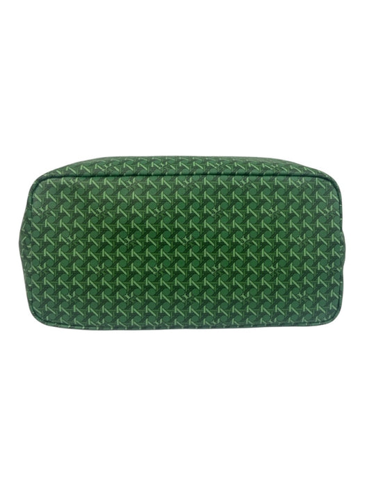 Tory Burch Green Coated Canvas Logo Lattice Open Top Tote Bag Green