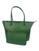 Tory Burch Green Coated Canvas Logo Lattice Open Top Tote Bag Green