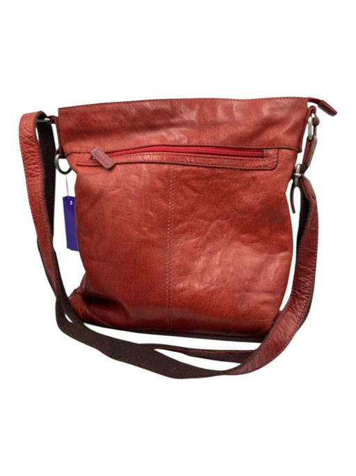 Jack Georges Brick Red Leather Zip Close Multiple Pockets Adjustable Strap Bag Brick Red
