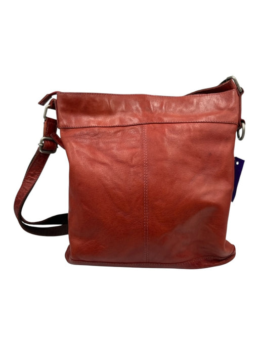 Jack Georges Brick Red Leather Zip Close Multiple Pockets Adjustable Strap Bag Brick Red