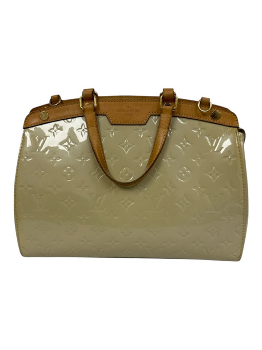 Louis Vuitton Beige & Tan Leather Patent Monogram Zip Top Multiple Straps Bag Beige & Tan / MM