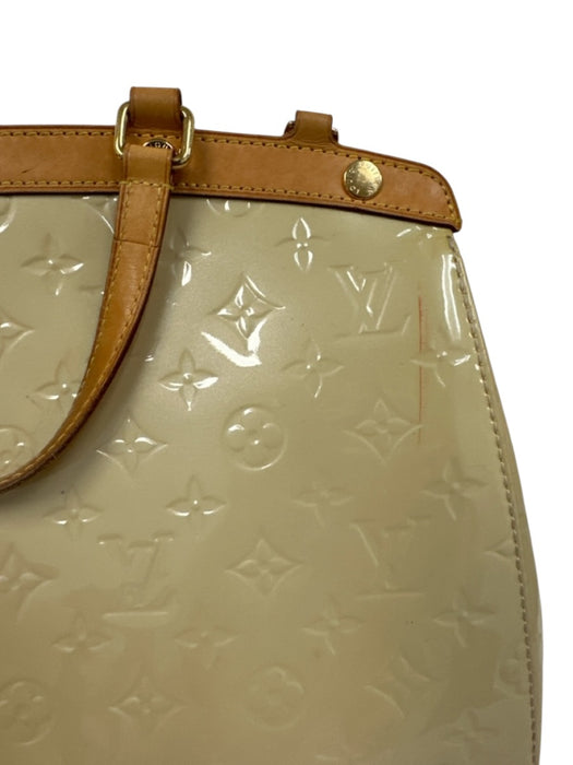 Louis Vuitton Beige & Tan Leather Patent Monogram Zip Top Multiple Straps Bag Beige & Tan / MM