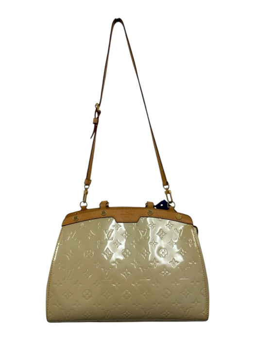 Louis Vuitton Beige & Tan Leather Patent Monogram Zip Top Multiple Straps Bag Beige & Tan / MM