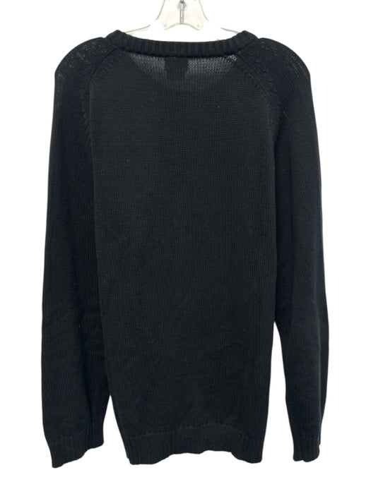 Lacoste Size L Black Cotton Solid Knit Crew Men's Sweater Black / L