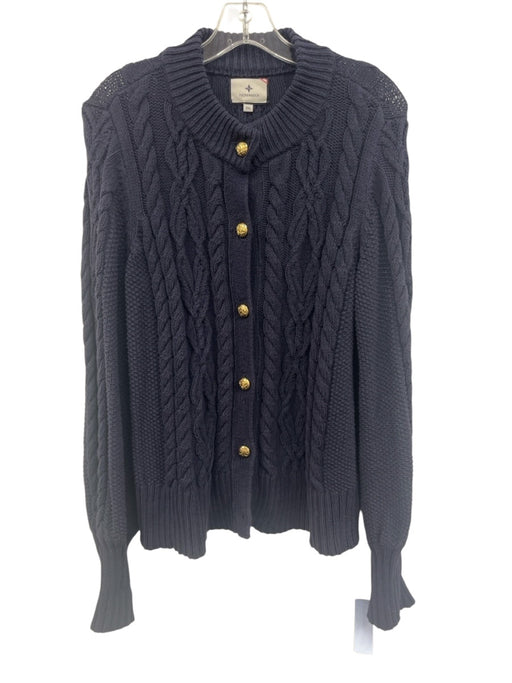 Tuckernuck Size XXL Navy Blue Cotton Blend Long Sleeve Cable Knit Sweater Navy Blue / XXL