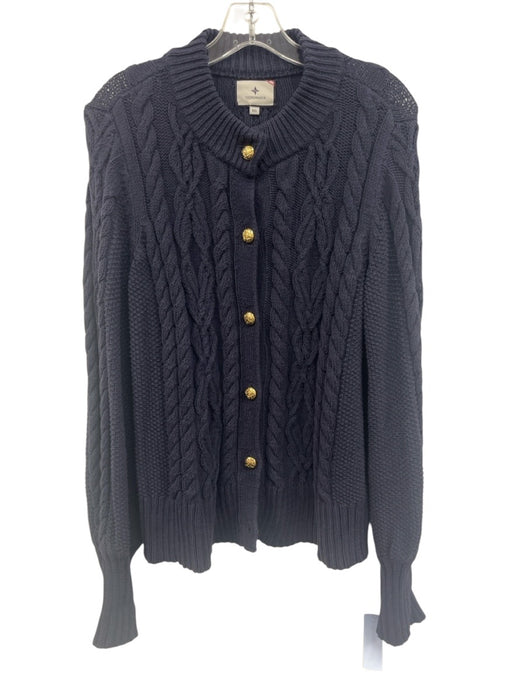 Tuckernuck Size XXL Navy Blue Cotton Blend Long Sleeve Cable Knit Sweater Navy Blue / XXL