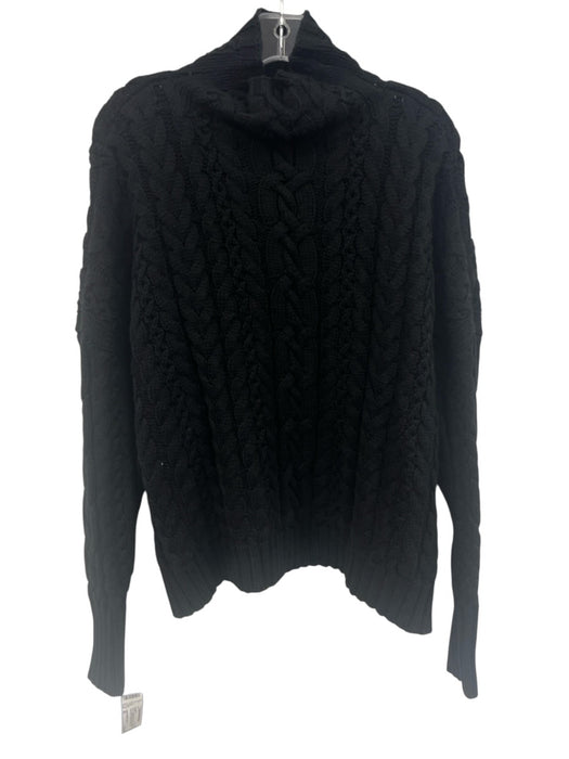 Lauren Ralph Lauren Size XL Black Cotton Blend Long Sleeve Cable Knit Sweater Black / XL