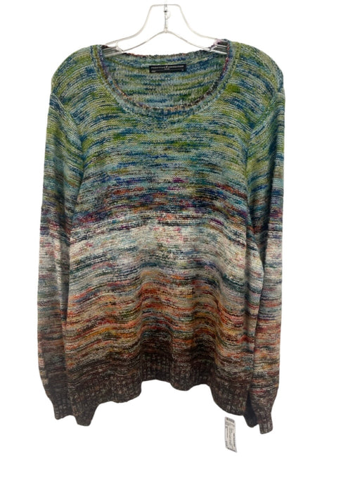 Peruvian Connection Size XL Green, Brown, Purple Alpaca Blend Striation Sweater Green, Brown, Purple / XL